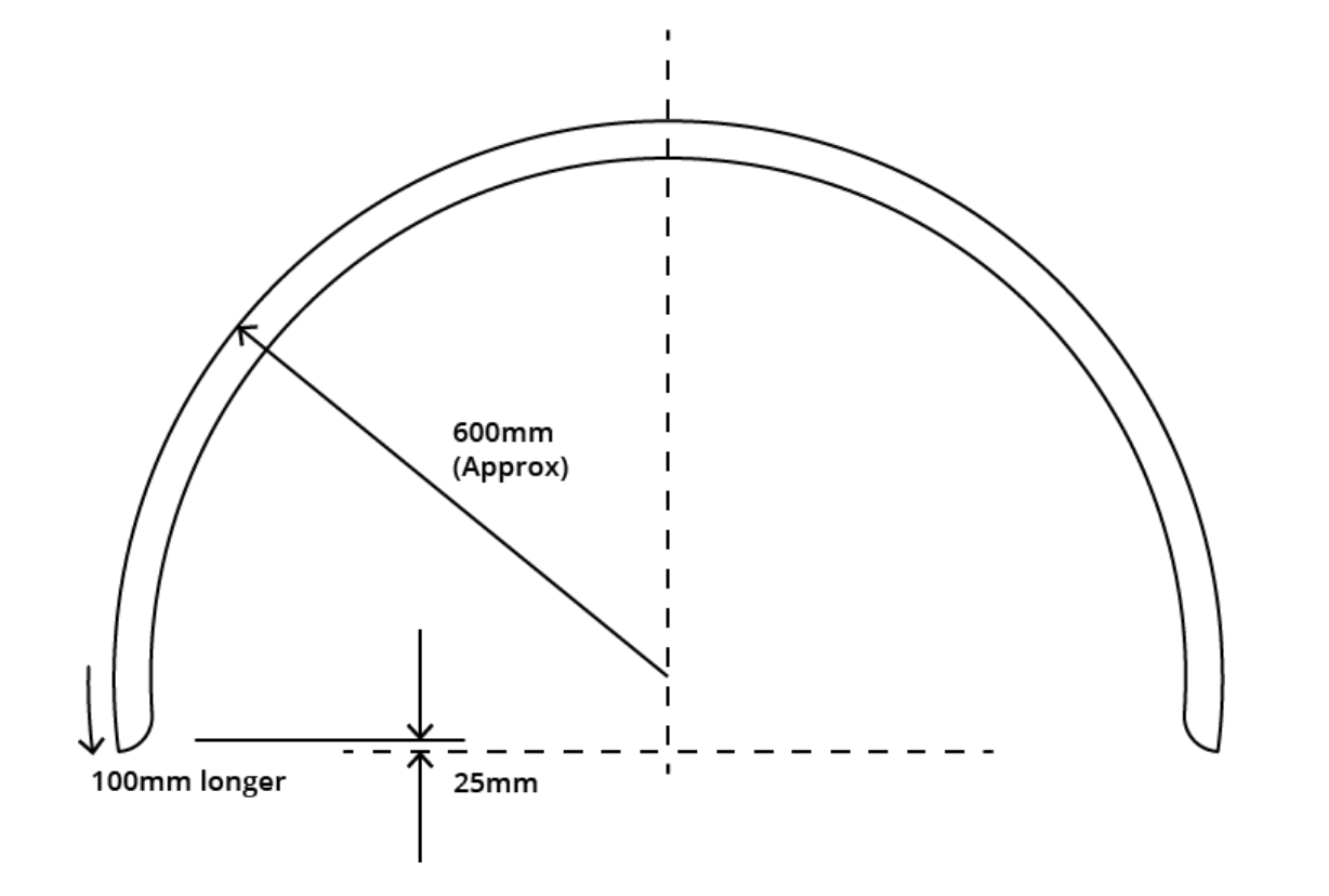 Stainless Steel Single Mudguard Curved Edge Ribbed 2000mm Long Lelox - SS11SINC2000